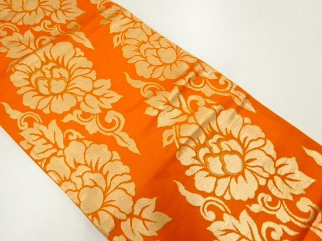 JAPANESE FUKURO OBI / WOVEN PEONY ARABESQUE